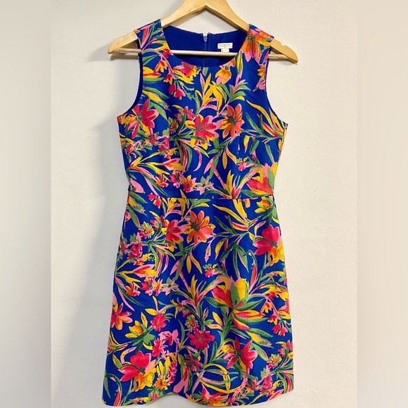 J. Crew Dresses & Skirts - NWT J. Crew Bright Tropical Floral Print Shift Dress Sleeveless 100% Cotton Sz 4